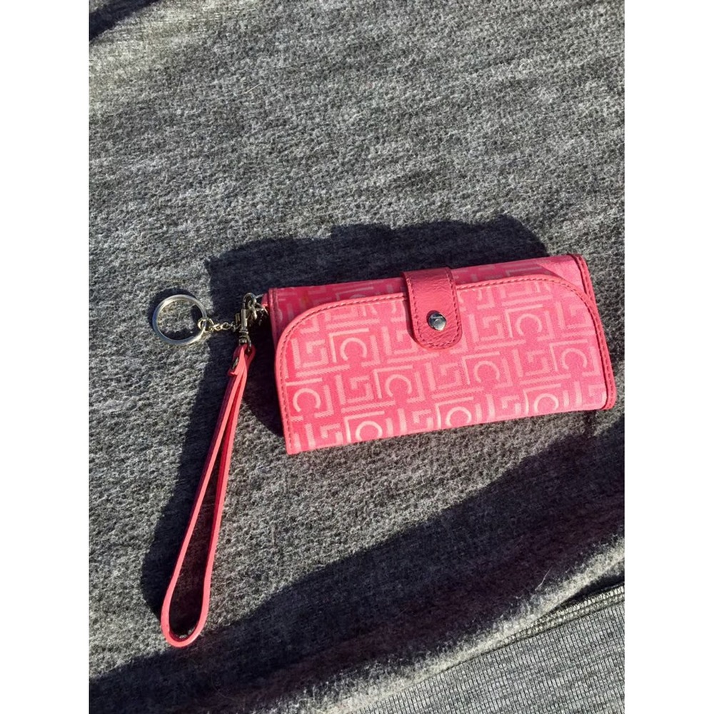 NOS Liz Claiborne Pink Logo Wristlet Wallet